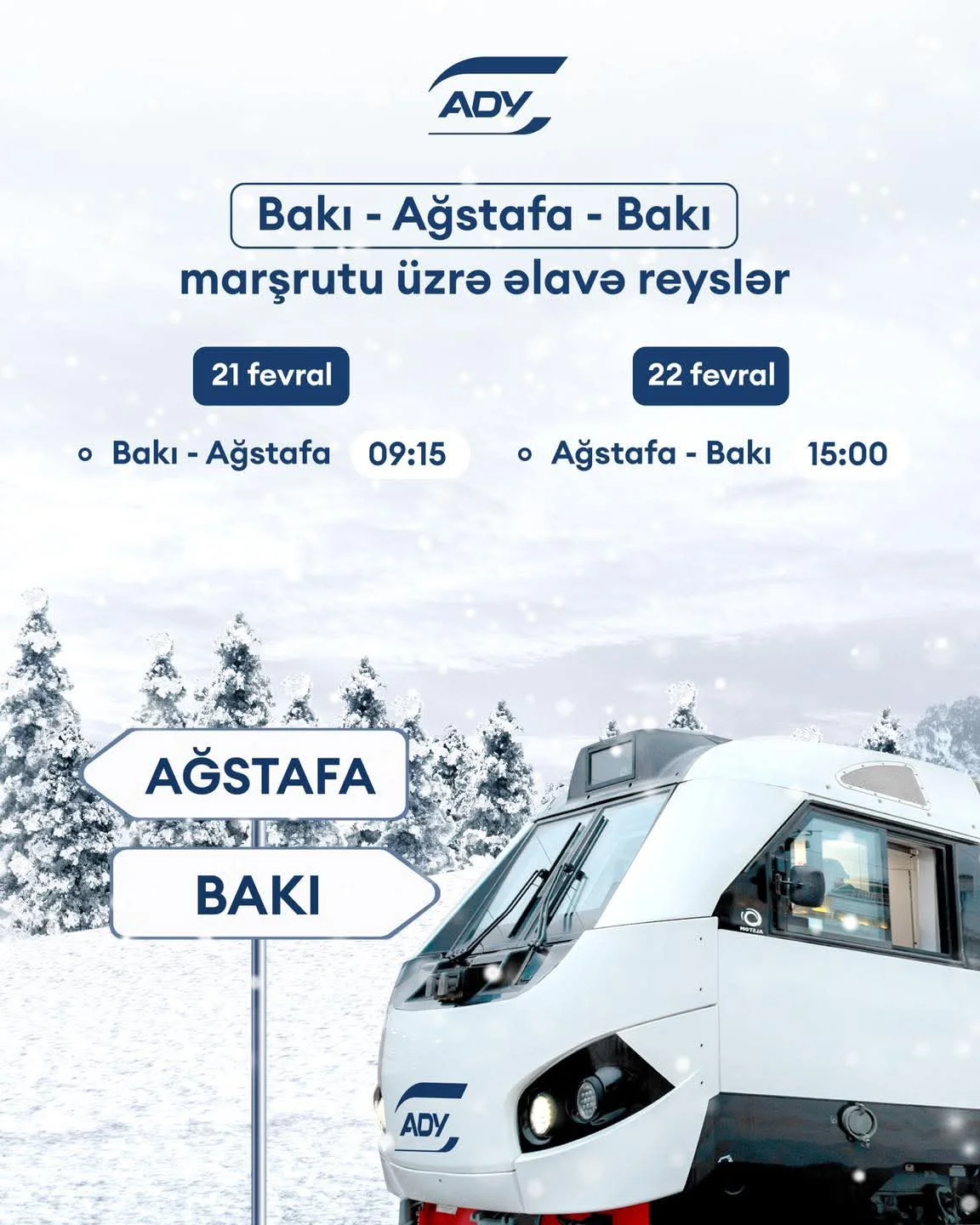 Bakı–Ağstafa–Bakı istiqamətində əlavə qatar reysləri