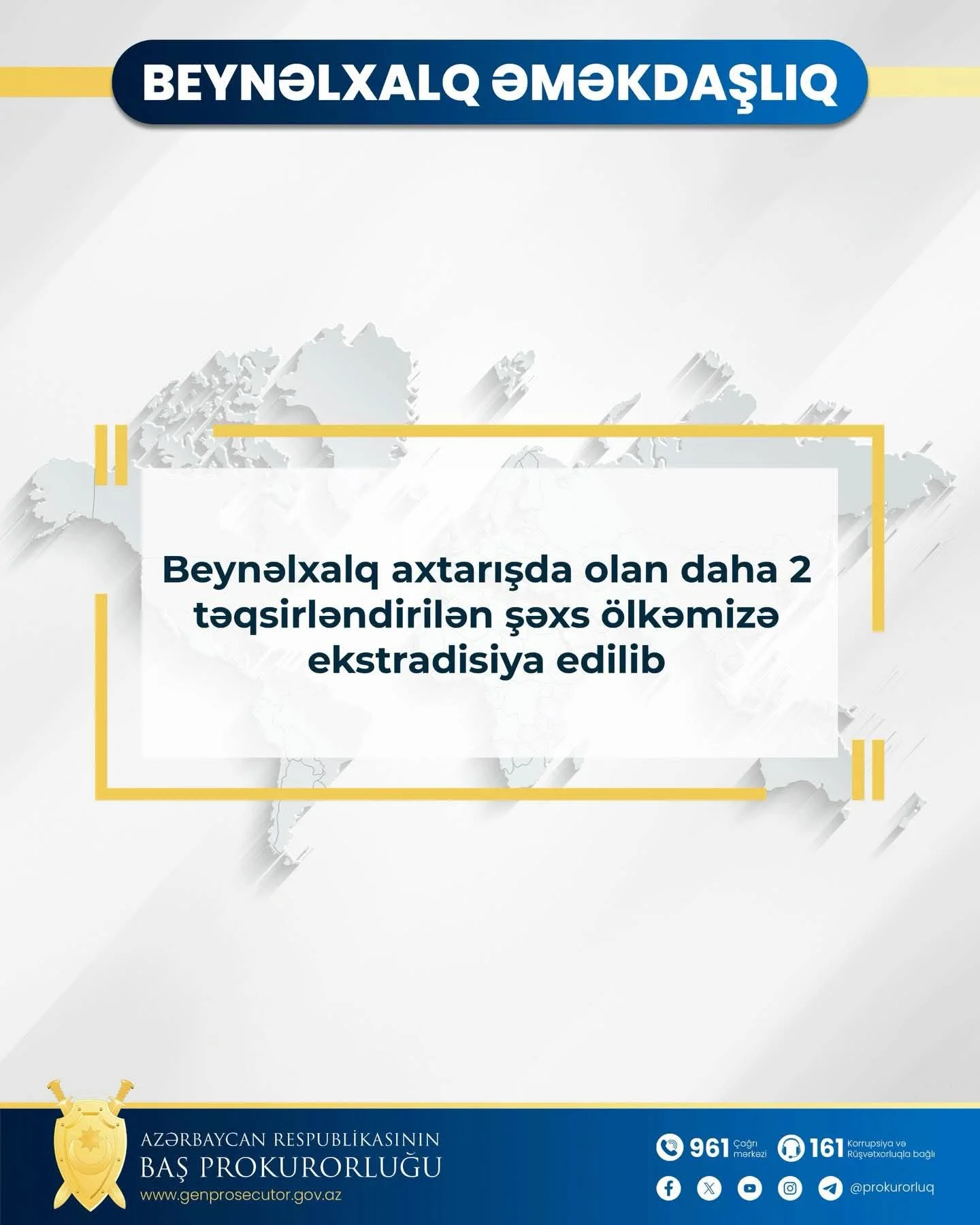 Beynəlxalq axtarışda olan daha 2 təqsirləndirilən şəxs ölkəmizə ekstradisiya edilib