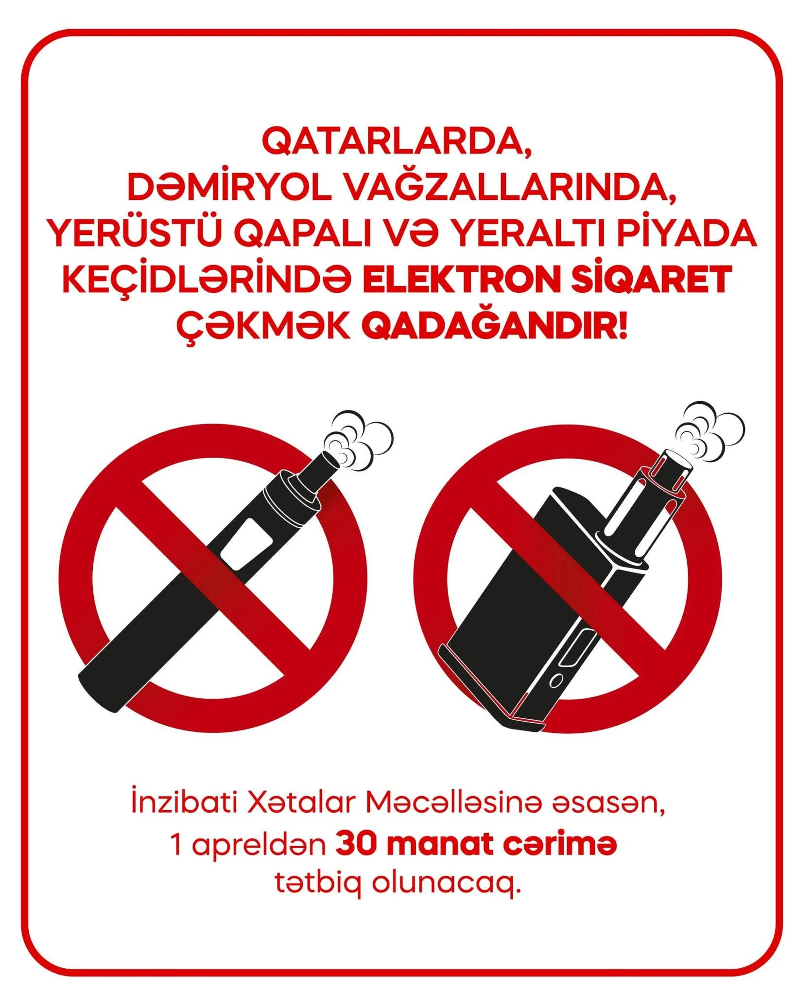 1 aprel 2026-dan elektron siqaretlərə qadağa: qaydaları pozanlar cərimələnəcək