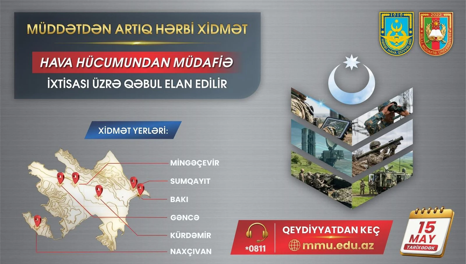 Müdafiə Nazirliyi Hava Hücumundan Müdafiə ixtisası üzrə müddətdən artıq həqiqi hərbi xidmətə qəbul elan edir