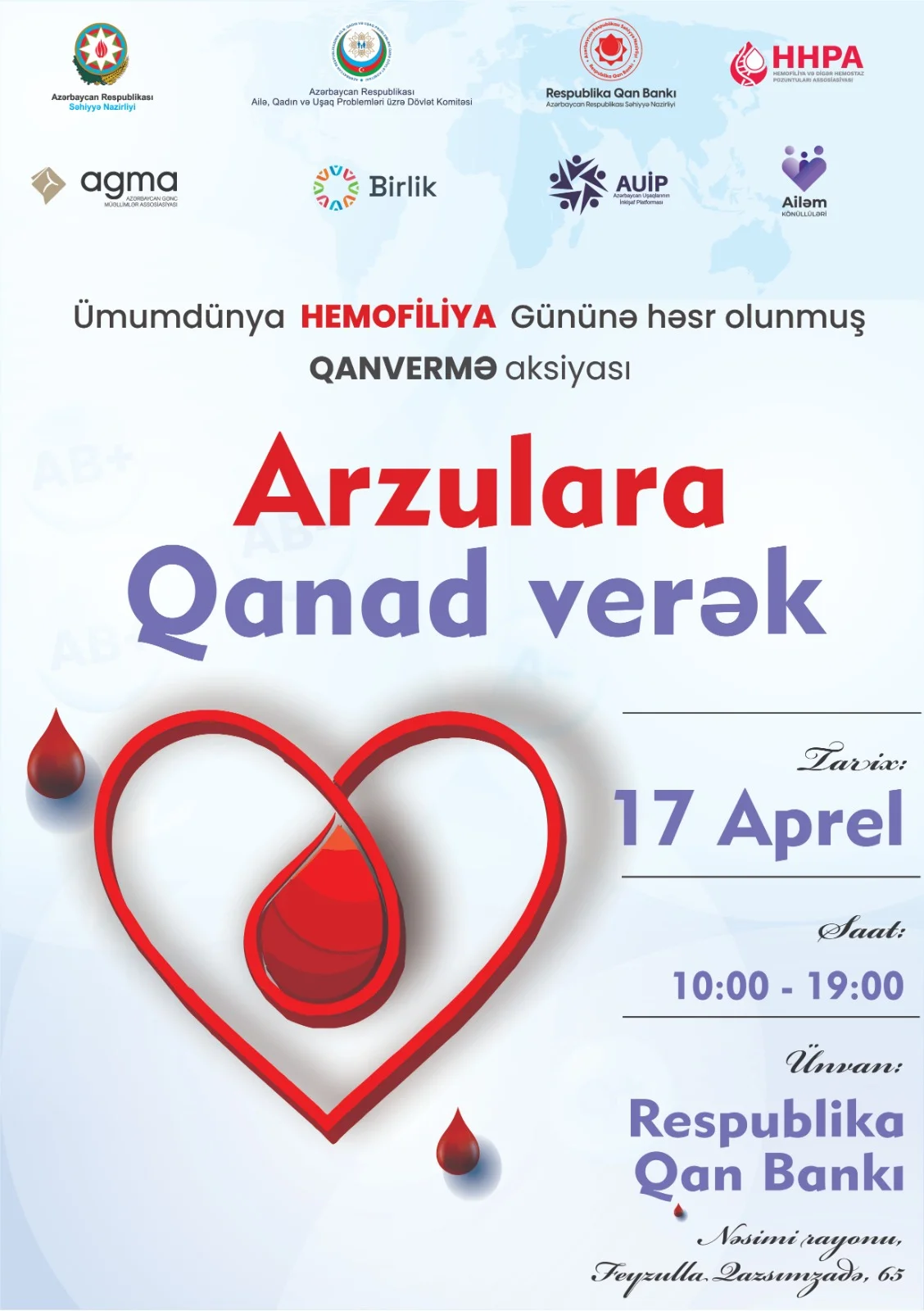 “Ümumdünya Hemofiliya Günü” münasibətilə qanvermə aksiyasını keçiriləcək