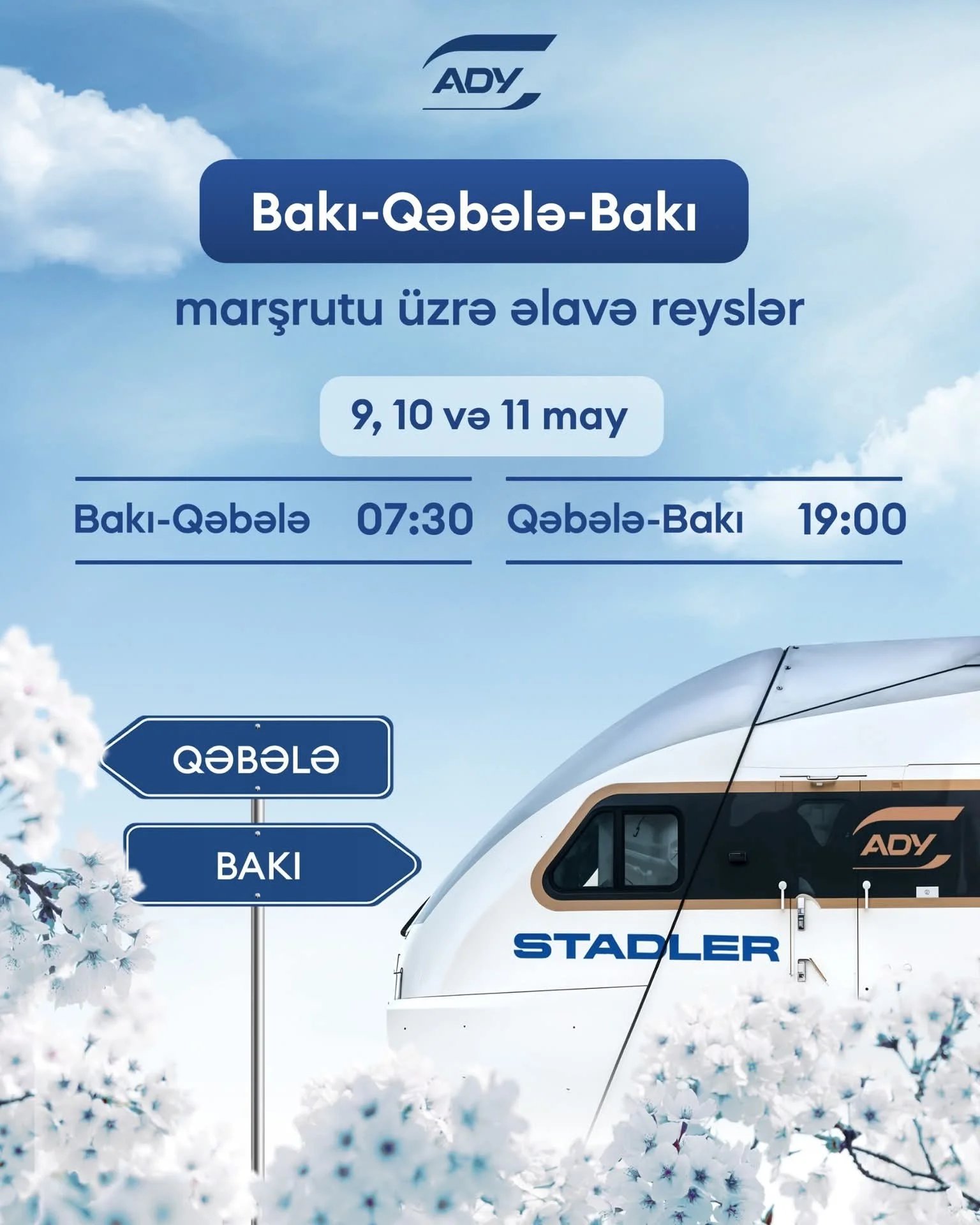 ADY-dən sərnişinlərə xoş xəbər: Bakı–Qəbələ istiqamətində əlavə qatar reysləri təyin edir