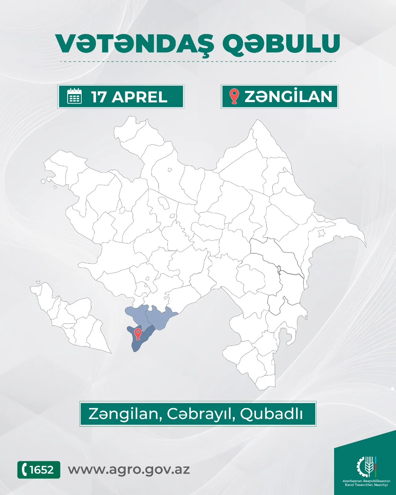 Kənd təsərrüfatı naziri Məcnun Məmmədov Zəngilanda vətəndaşları qəbul edəcək