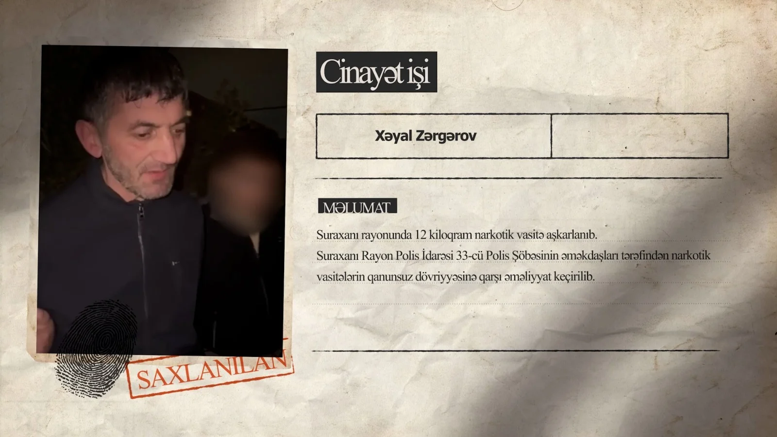 Suraxanı rayonunda 12 kiloqram narkotik vasitə aşkarlanıb
