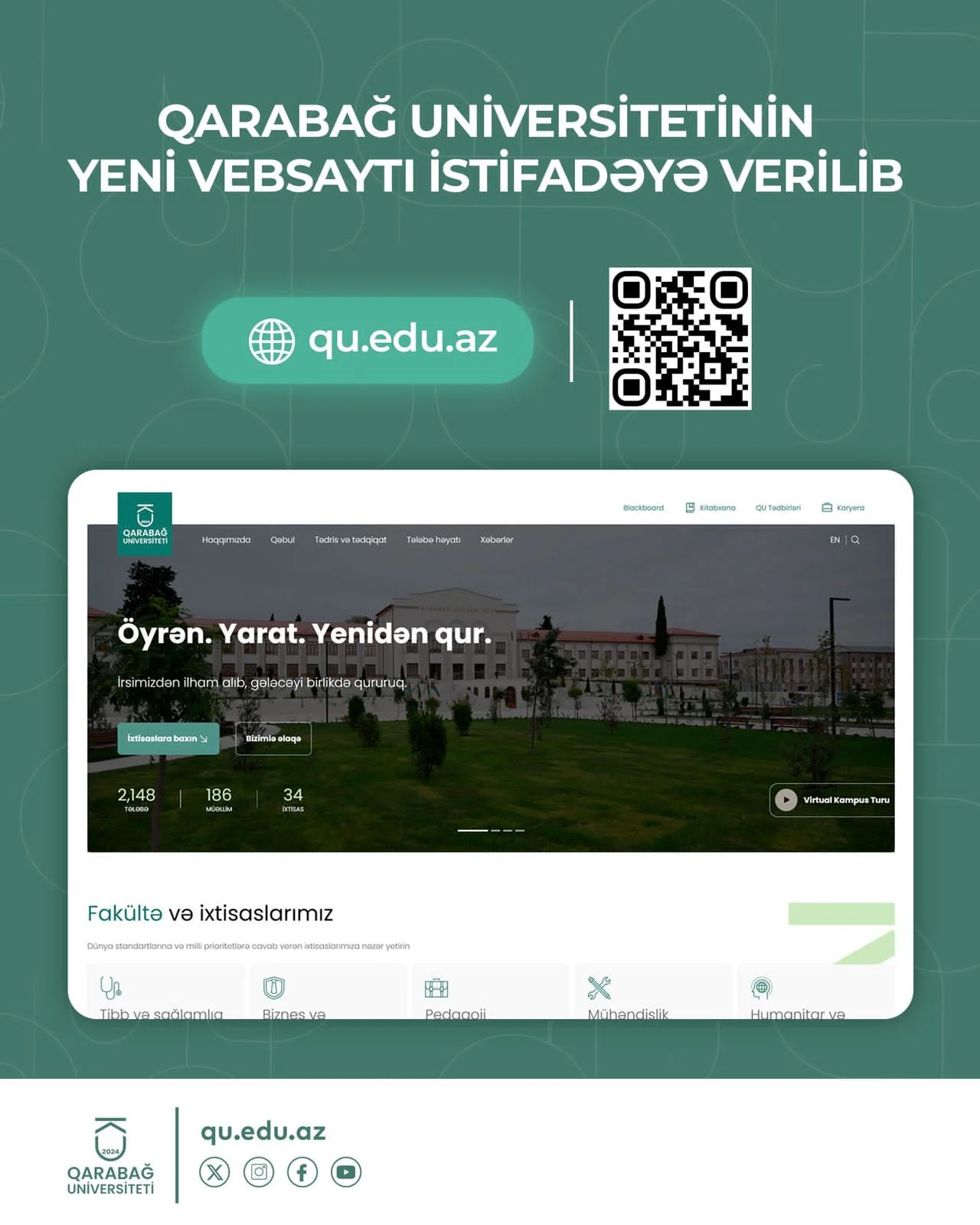 Qarabağ Universitetinin yeni rəsmi veb-saytı istifadəyə verilib