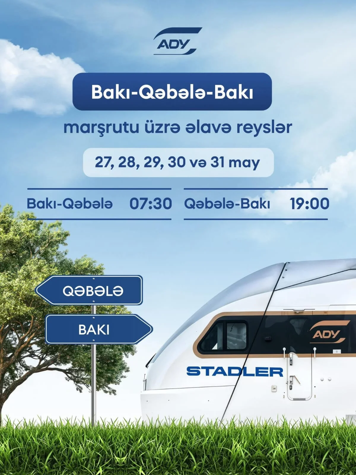 Qurban bayramında Bakı–Qəbələ və Bakı–Ağstafa istiqamətlərinə əlavə qatar reysləri təyin olunur