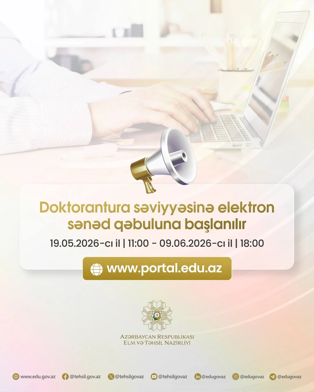 Doktorantura səviyyəsi üzrə elektron sənəd qəbuluna başlanılır!