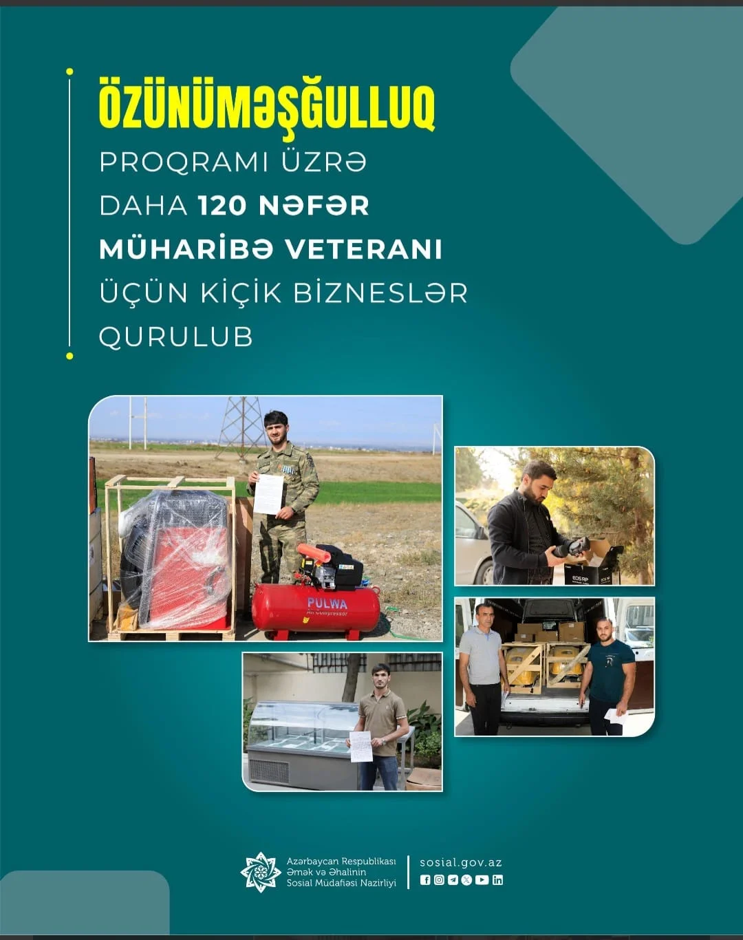 Özünüməşğulluq proqramı üzrə daha 120 nəfər müharibə veteranı üçün kiçik bizneslər qurulub