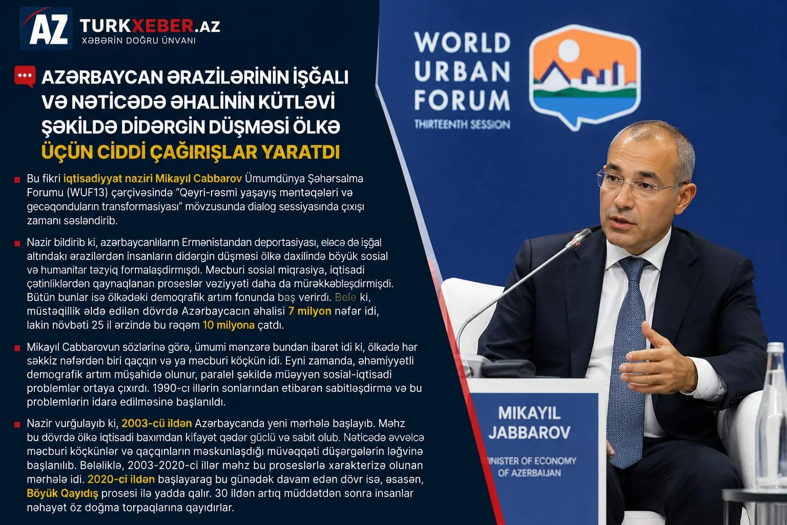 Mikayıl Cabbarov: Böyük Qayıdış Azərbaycanın yeni inkişaf mərhələsidir