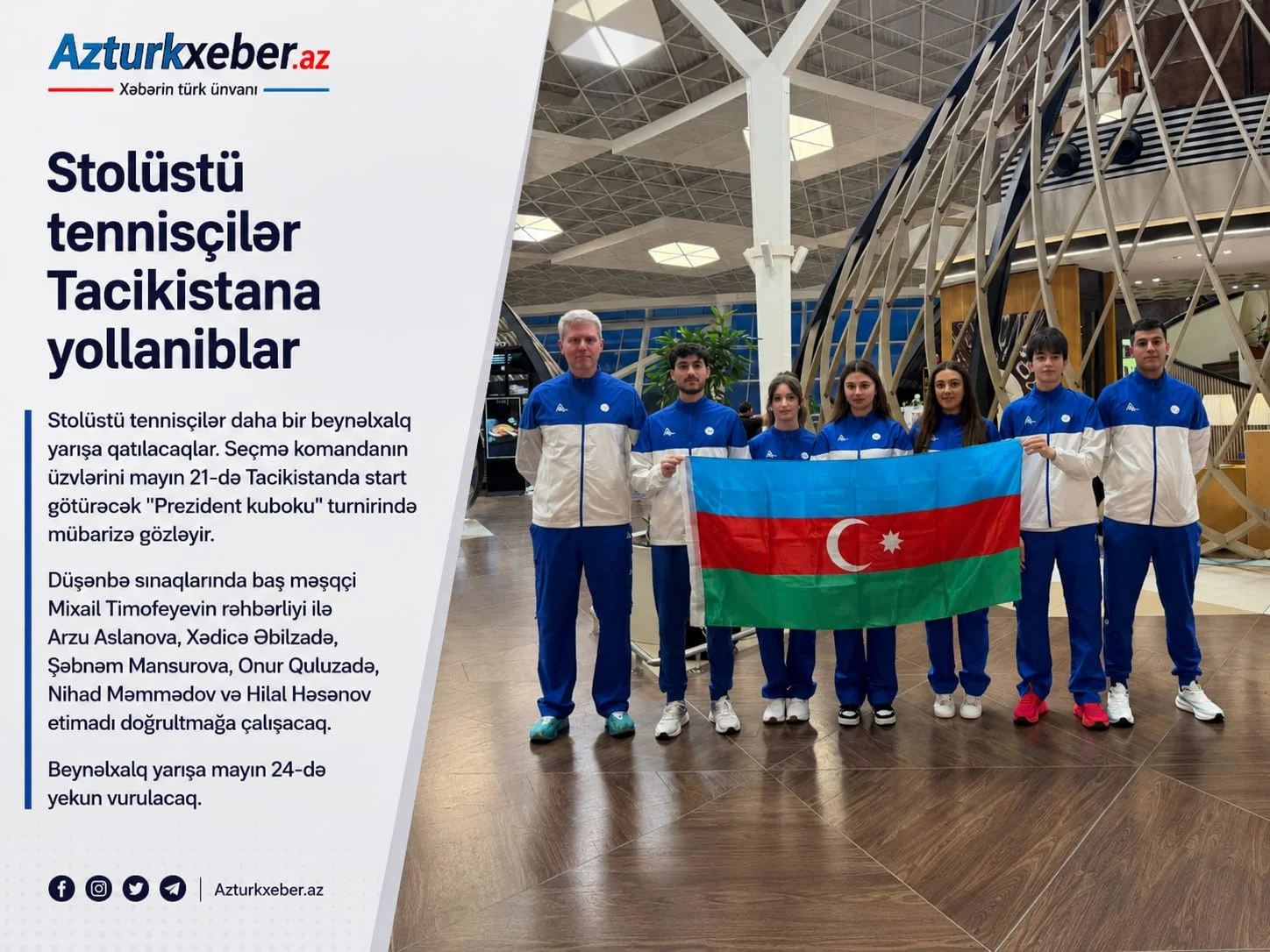 Stolüstü tennisçilər Tacikistana yollanıblar