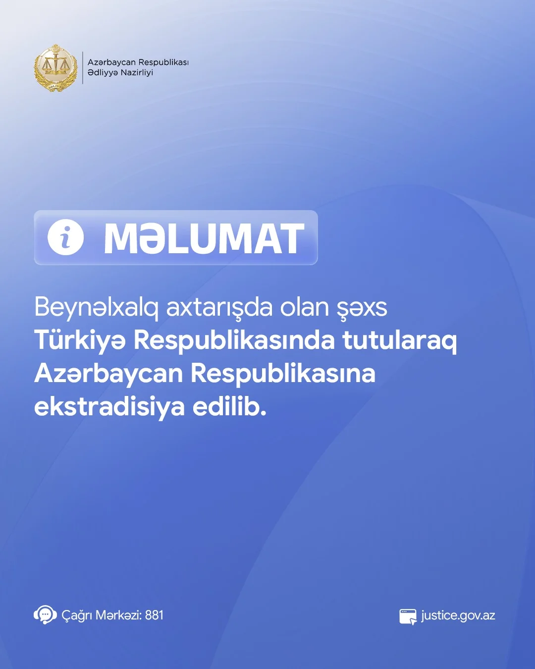 Beynəlxalq axtarışda olan şəxs Türkiyə Respublikasında tutularaq Azərbaycana ekstradisiya edilib