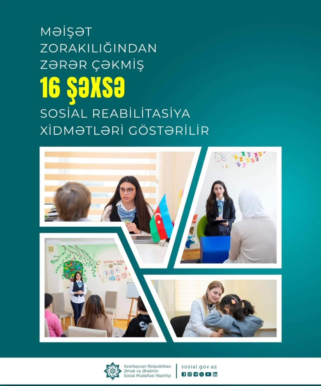 Hazırda məişət zorakılığından zərər çəkmiş 16 şəxsə sosial reabilitasiya xidmətləri göstərilir