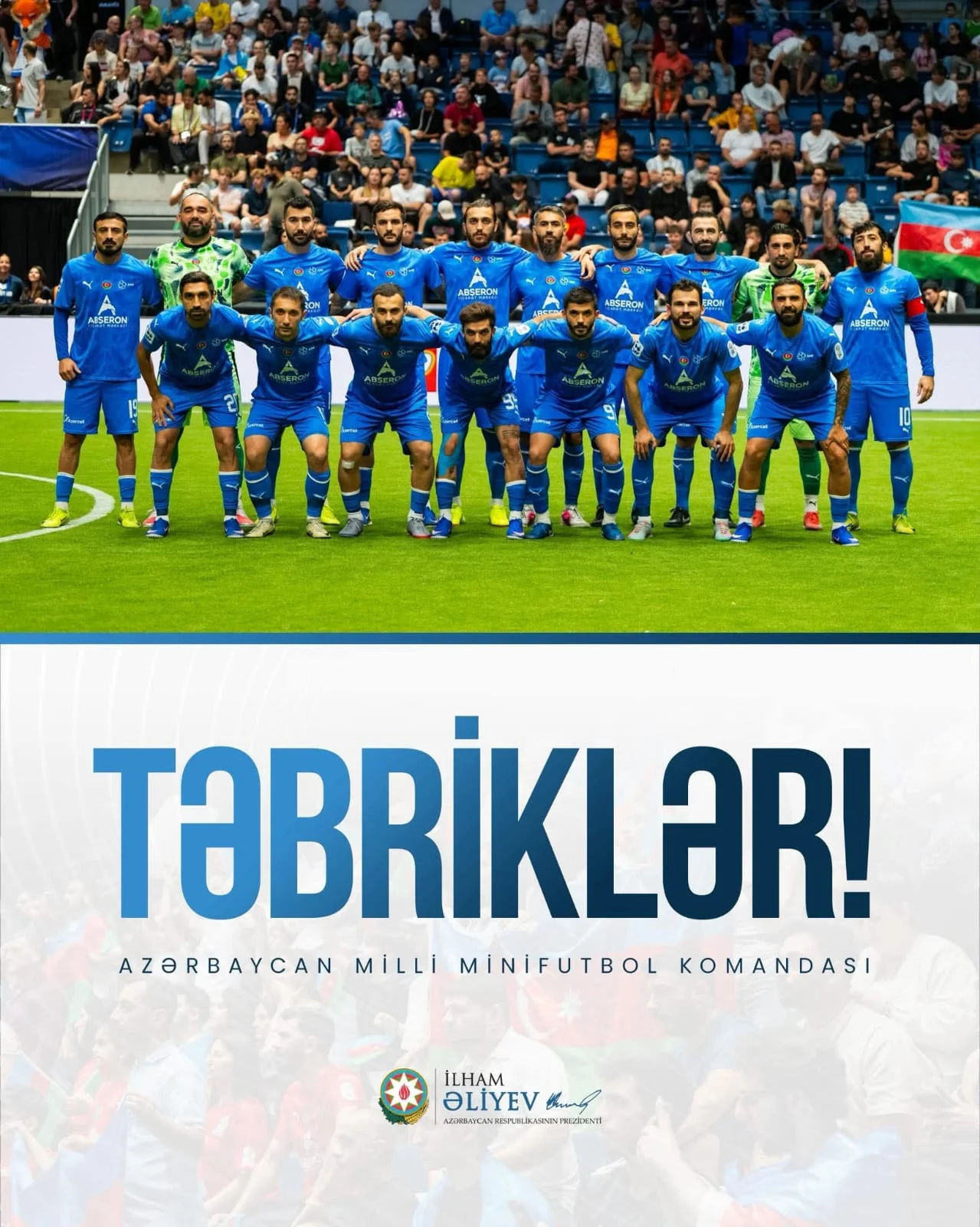 Prezident İlham Əliyev Avropa çempionu olan Azərbaycan minifutbol milli komandasını təbrik edib