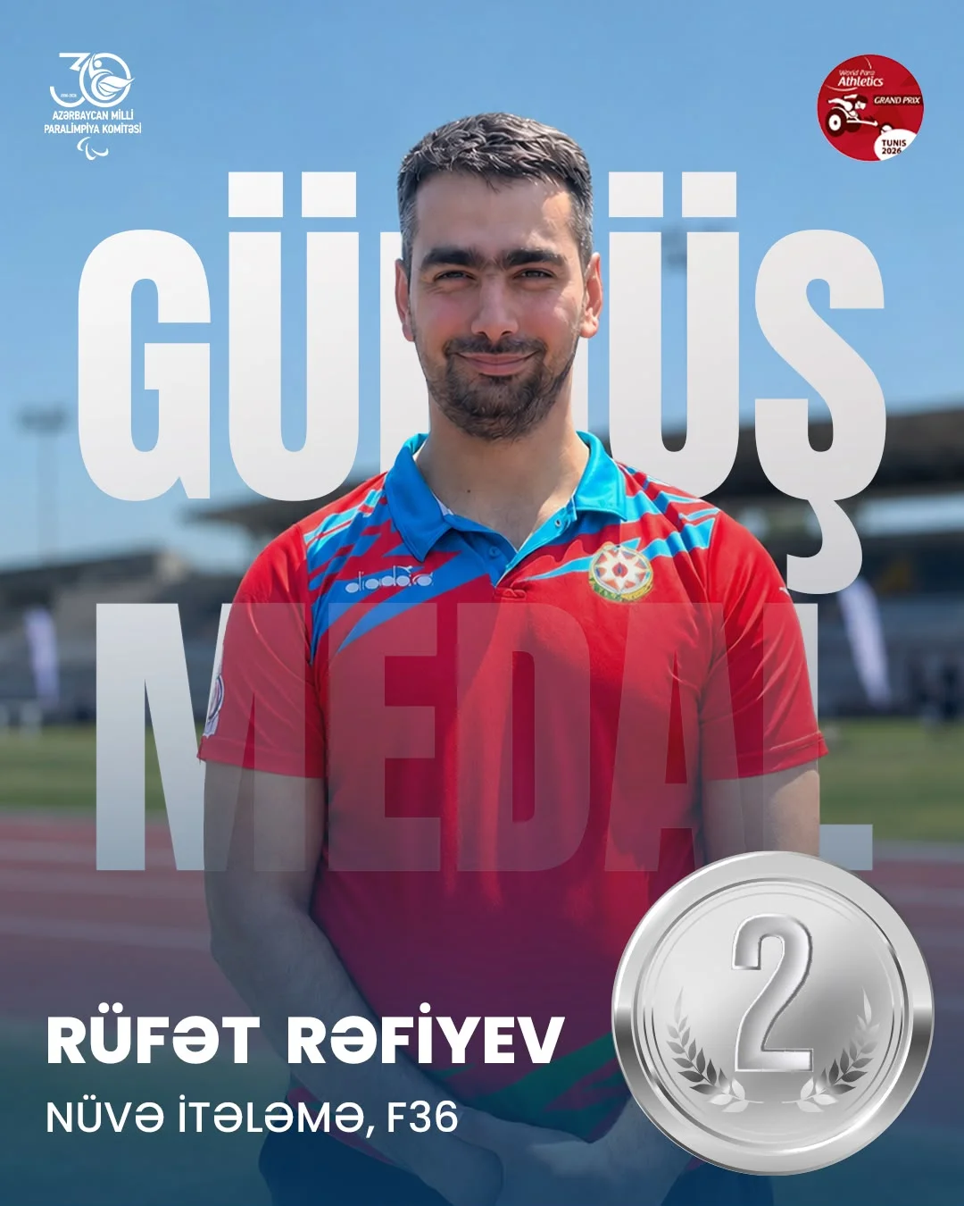 Paraatletimiz Rüfət Rəfiyev Tunis Beynəlxalq Qran-Prisinin gümüş medalını qazanıb