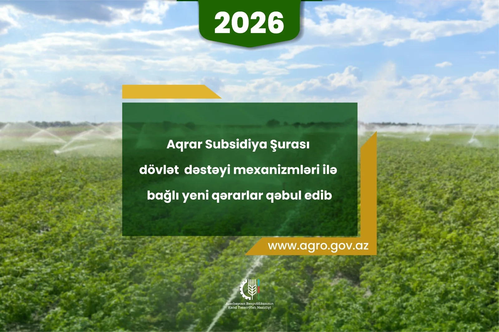 Kənd təsərrüfatında kreditlərin faizləri dövlət tərəfindən ödəniləcək