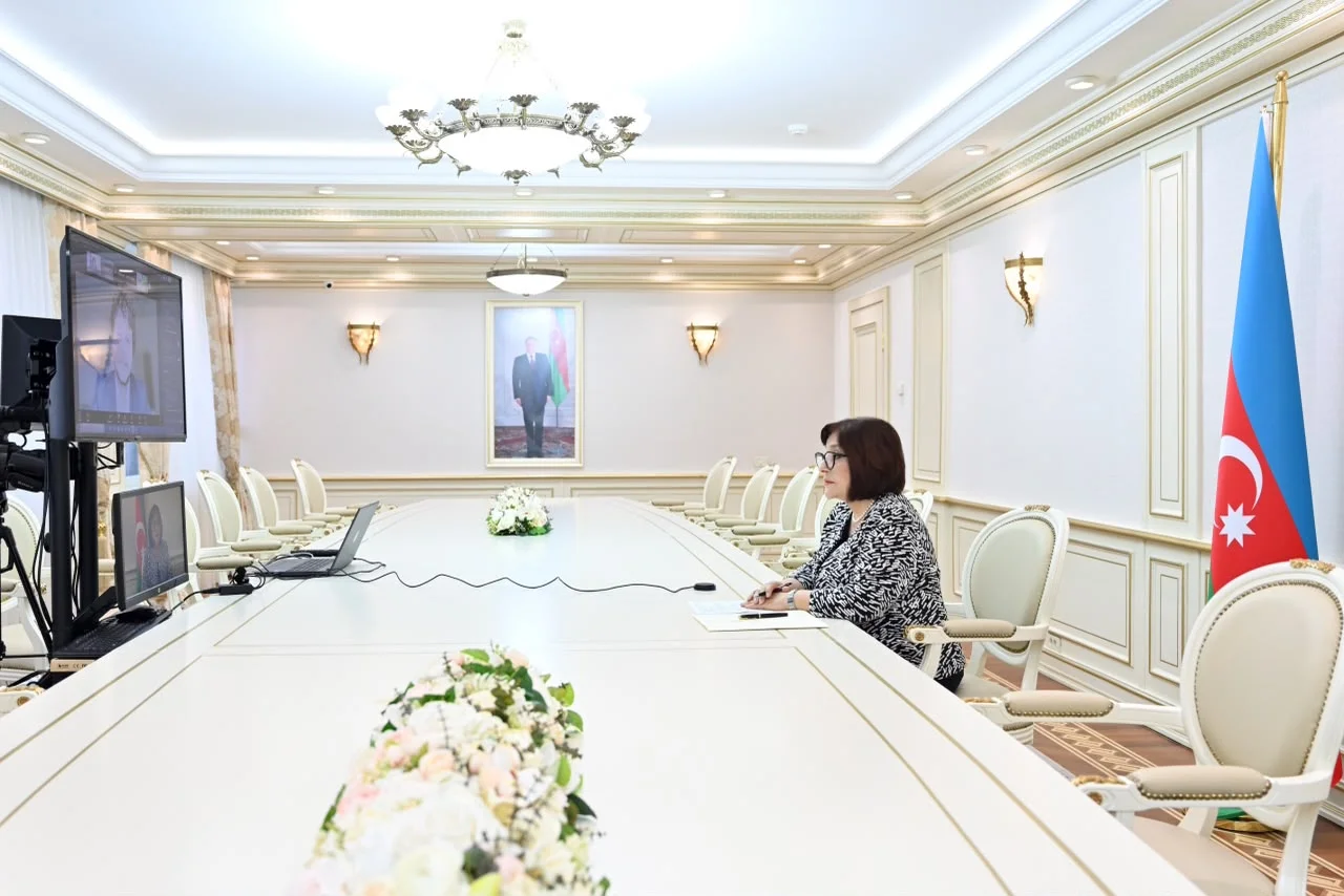 Milli Məclisin sədri Sahibə Qafarova Parlamentlərarası İttifaqın "Parlamentarilərin Rəqəmsal İdarəetmə üzrə Dialoqu" mövzusunda yüksək səviyyəli dialoqunda çıxış edib