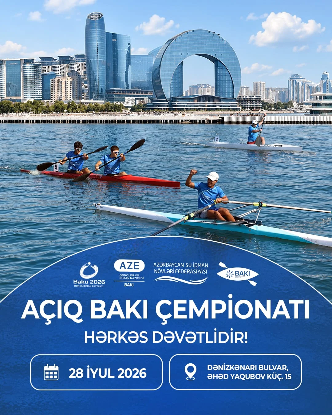 Avarçəkmə və kanoe üzrə açıq Bakı çempionatı keçiriləcək