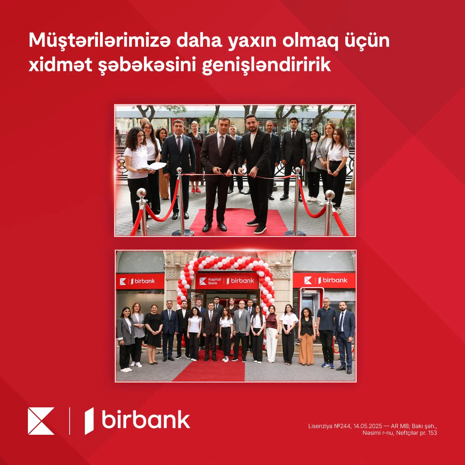 Kapital Bank 116 filial, 51 şöbə və 1274 ATM ilə ölkənin ən böyük xidmət şəbəkəsinə malik bankıdır