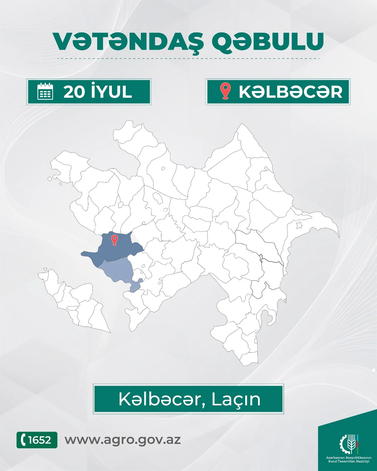 Kənd təsərrüfatı naziri Məcnun Məmmədov Kəlbəcərdə vətəndaşları qəbul edəcək