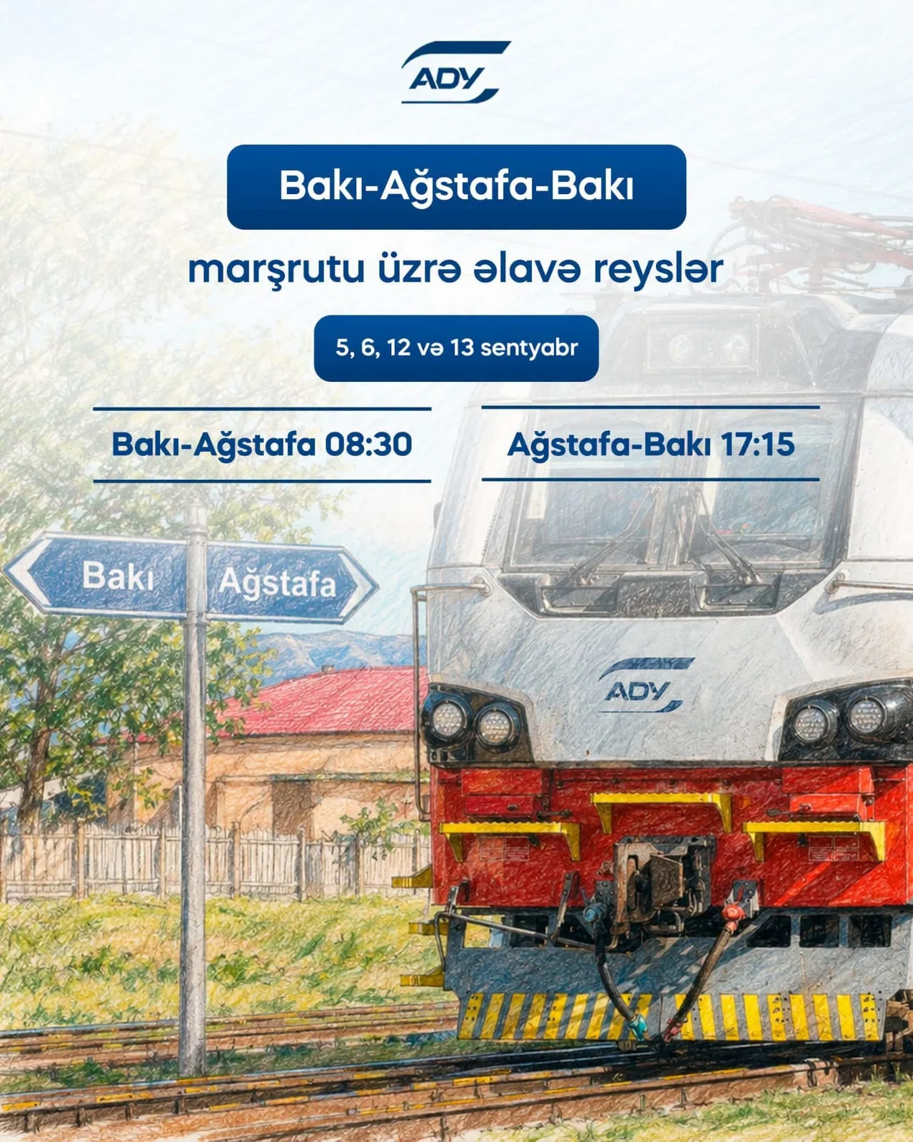 ADY Bakı–Ağstafa–Bakı marşrutu üzrə əlavə qatar reysləri həyata keçirəcək