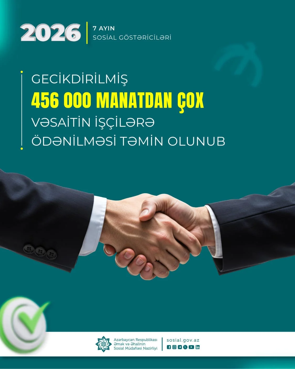 Yanvar-iyul aylarında gecikdirilmiş 456 min manatdan çox vəsaitin işçilərə ödənilməsi təmin olunub