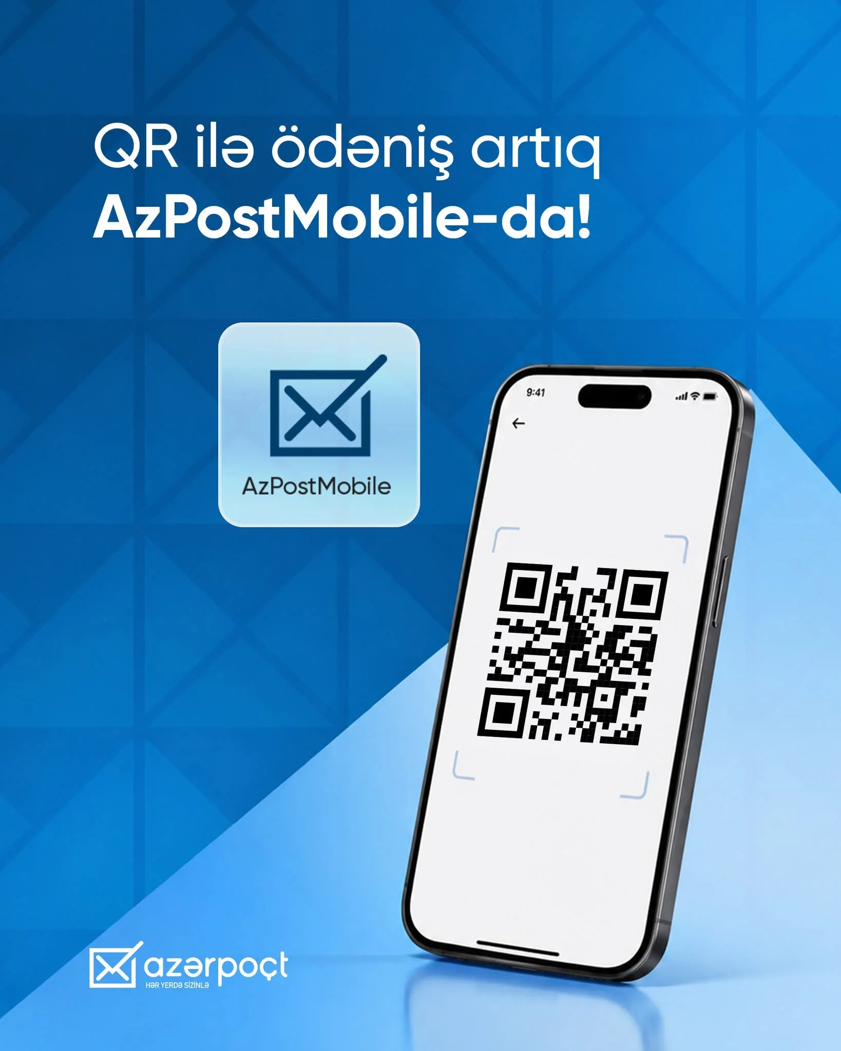 “Azərpoçt”un mobil tətbiqində AZQR ödəniş funksiyası istifadəyə verilib