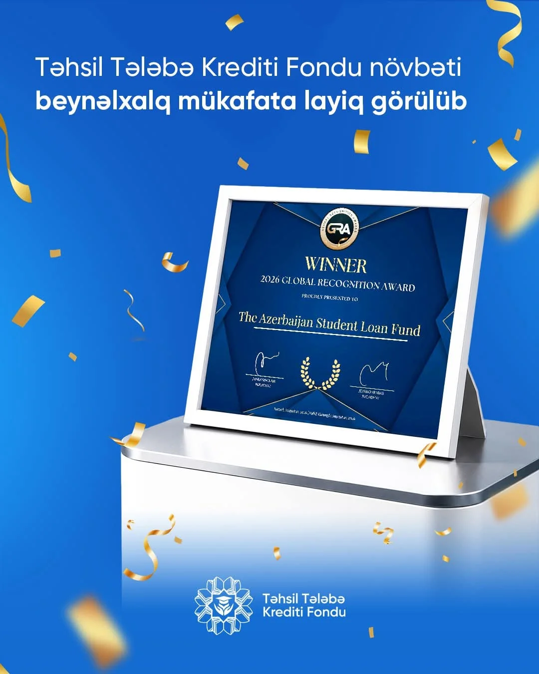 Təhsil Tələbə Krediti Fondu növbəti beynəlxalq mükafata layiq görülüb
