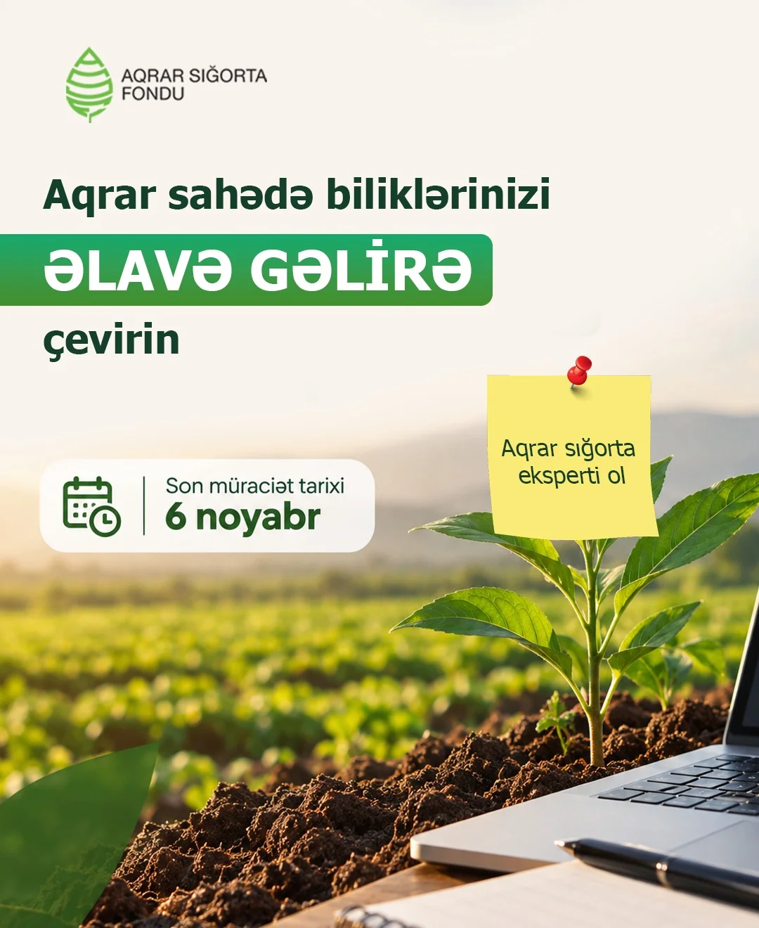 Aqrar Sığorta Fondu aqrar sığorta fəaliyyəti üzrə müstəqil ekspert təlimləri üçün qeydiyyat davam edir