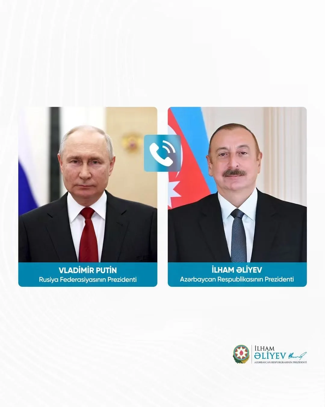 Rusiya Federasiyasının Prezidenti Vladimir Putin Azərbaycan Respublikasının Prezidenti İlham Əliyevə zəng edib