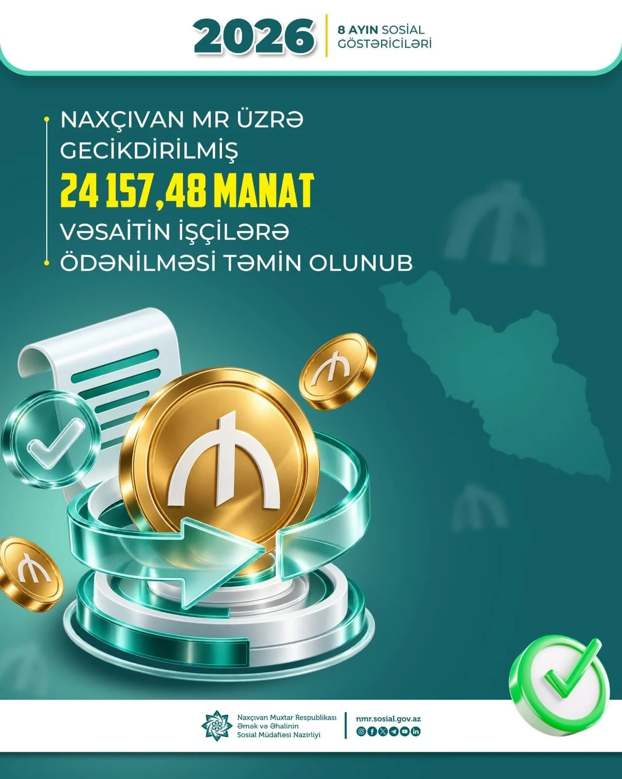 Yanvar-avqust ayları ərzində gecikdirilmiş 24 157,48 manat vəsaitin işçilərə ödənilməsi təmin olunub