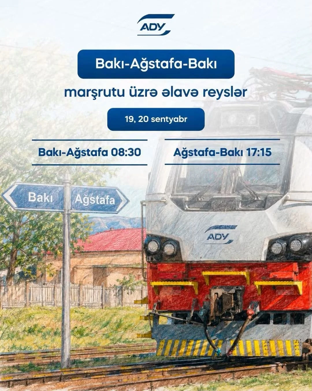 ADY sərnişin tələbatını qarşılamaq üçün Bakı–Ağstafa istiqamətində əlavə qatar reysləri həyata keçirəcək