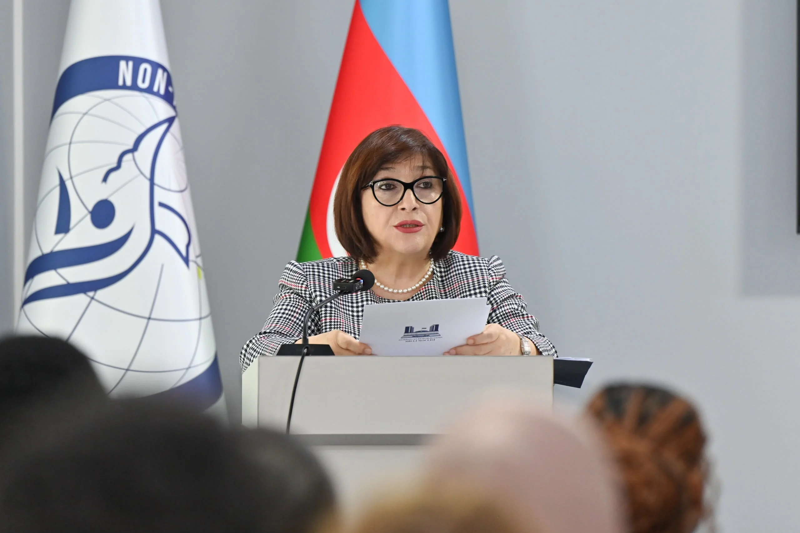 Milli Məclisin sədri Sahibə Qafarova Qoşulmama Hərəkatının Gənclər Təşkilatının Baş Qərargahında çıxış edib