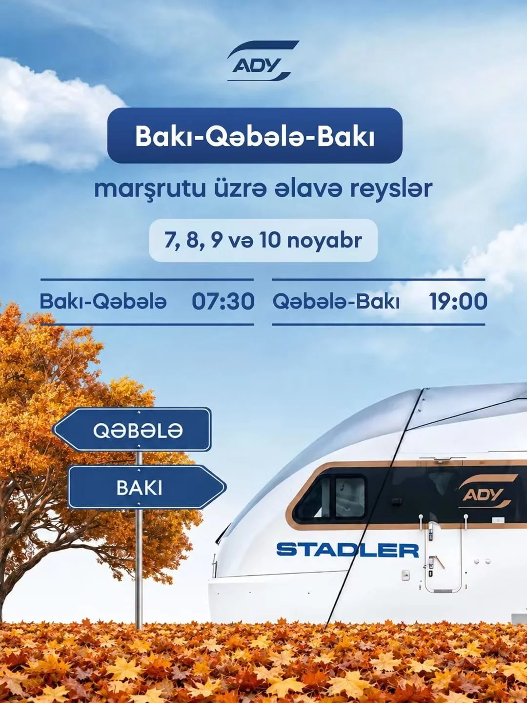 Zəfər Günü və Dövlət Bayrağı Günü ilə əlaqədar Bakı–Qəbələ–Bakı reysləri təşkil olunacaq