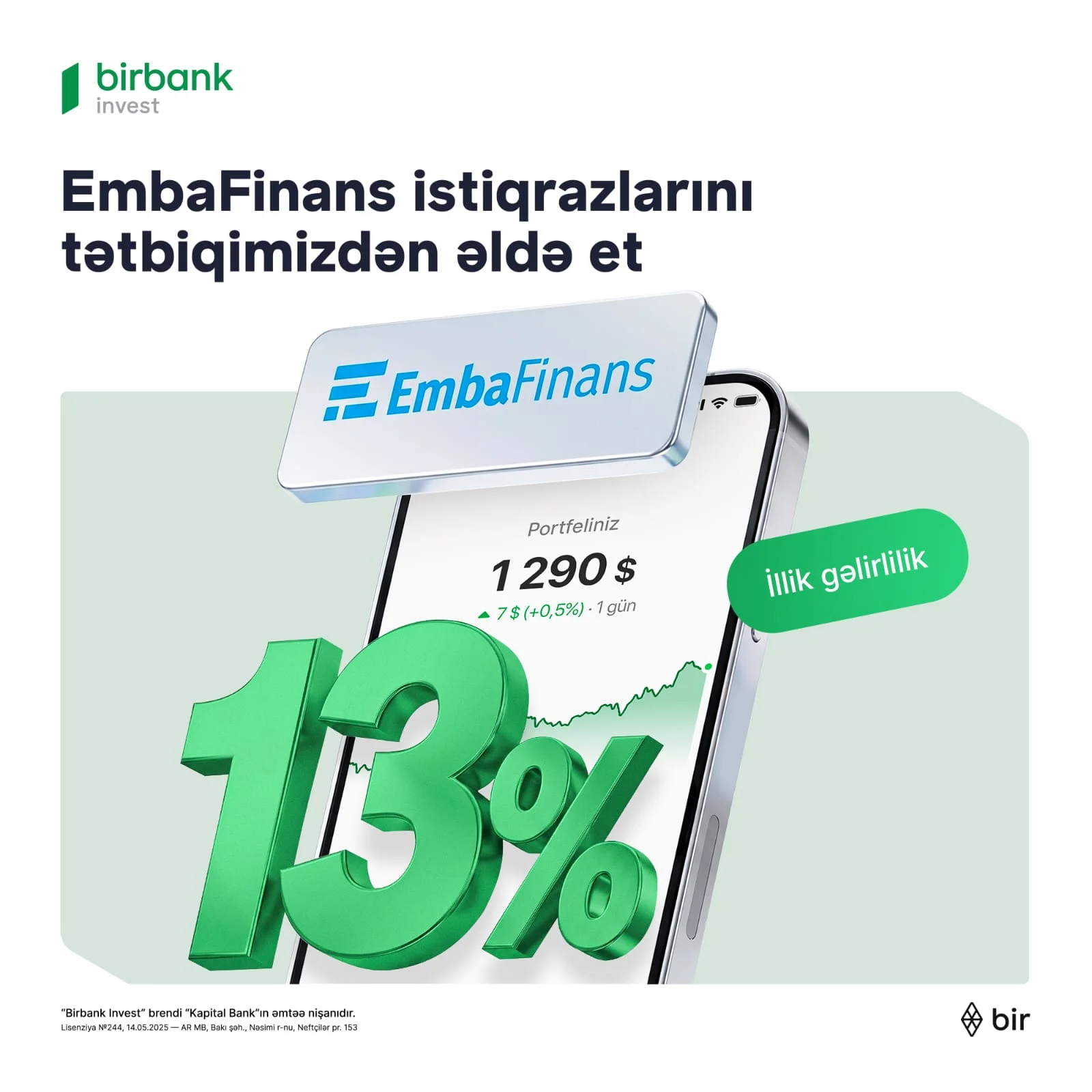 Birbank Invest vasitəsilə “EmbaFinans” BOKT istiqrazlarına investisiya etmək imkanı