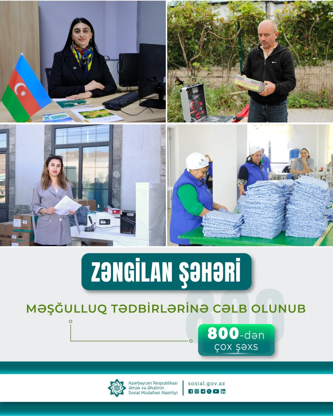 Zəngilana köçürülmüş sakinlərdən 800-dən çox şəxs məşğulluq tədbirlərinə cəlb edilib