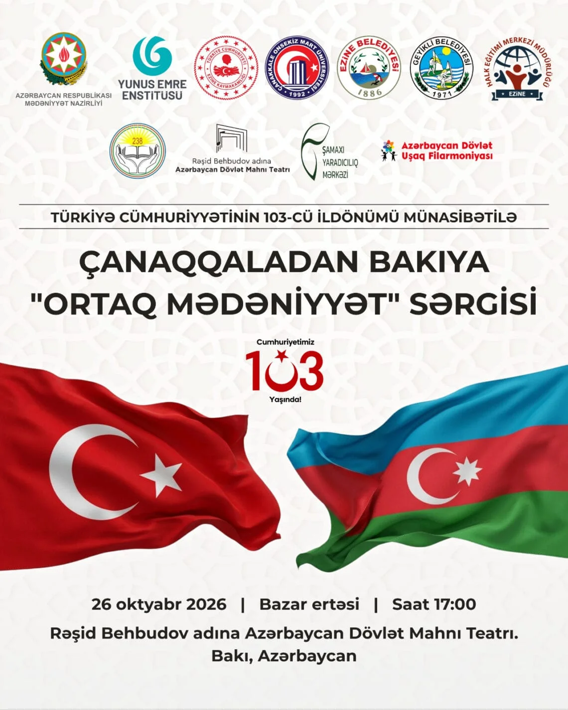 “Çanaqqaladan Bakıya ortaq mədəniyyət sərgisi” adlı tədbir keçiriləcək