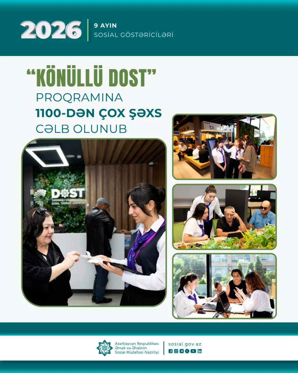 Könüllü DOST” proqramına bu il 30 min müraciət olub