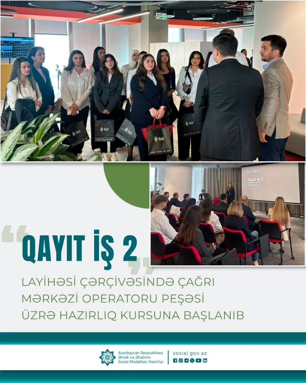 Qayıt İş 2” layihəsi çərçivəsində çağrı mərkəzi operatoru peşəsi üzrə hazırlıq kursuna başlanıb